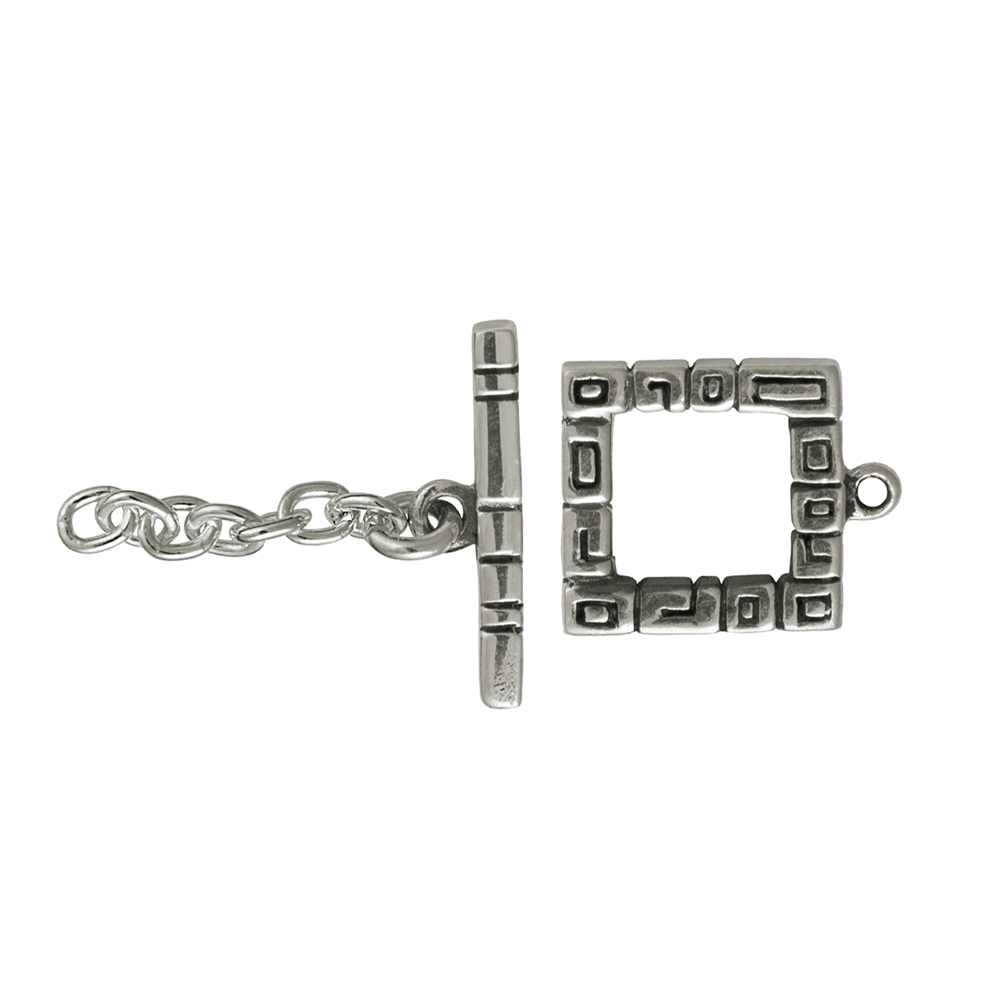 Toggle clasp "Karo" 11mm, silver, partially blackened (1 pc./unit)