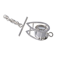 Toggle clasp drop with Rock Crystal 60mm, silver (1 pc./unit)
