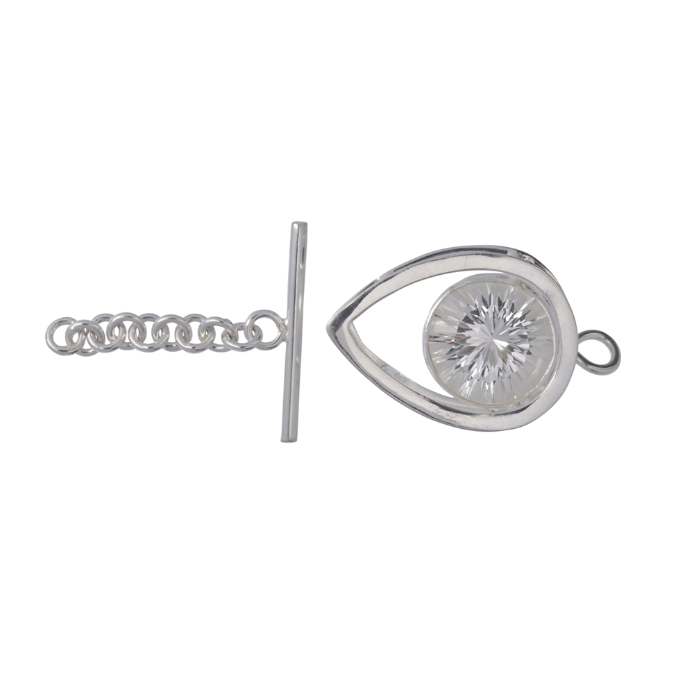 Toggle clasp drop with Rock Crystal 60mm, silver (1 pc./unit)