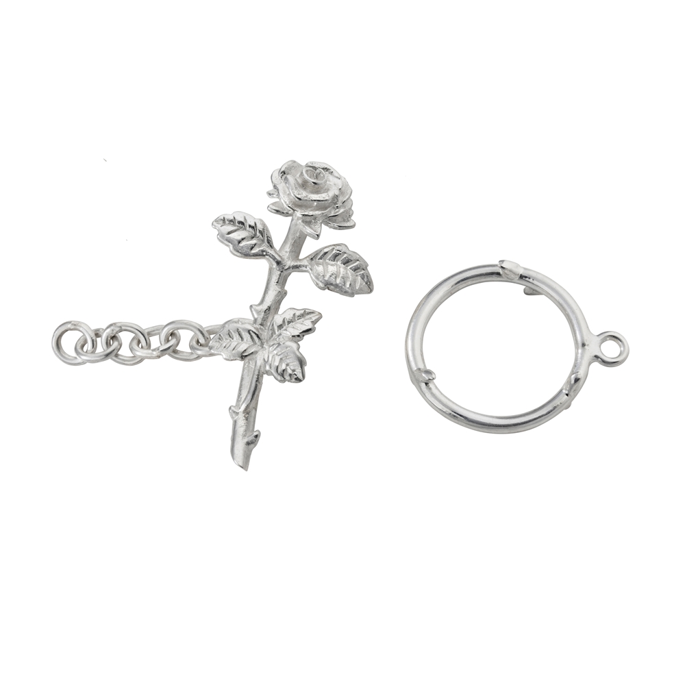 Toggle clasp "Rose blossoms" 27mm, silver (1 pc./unit)
