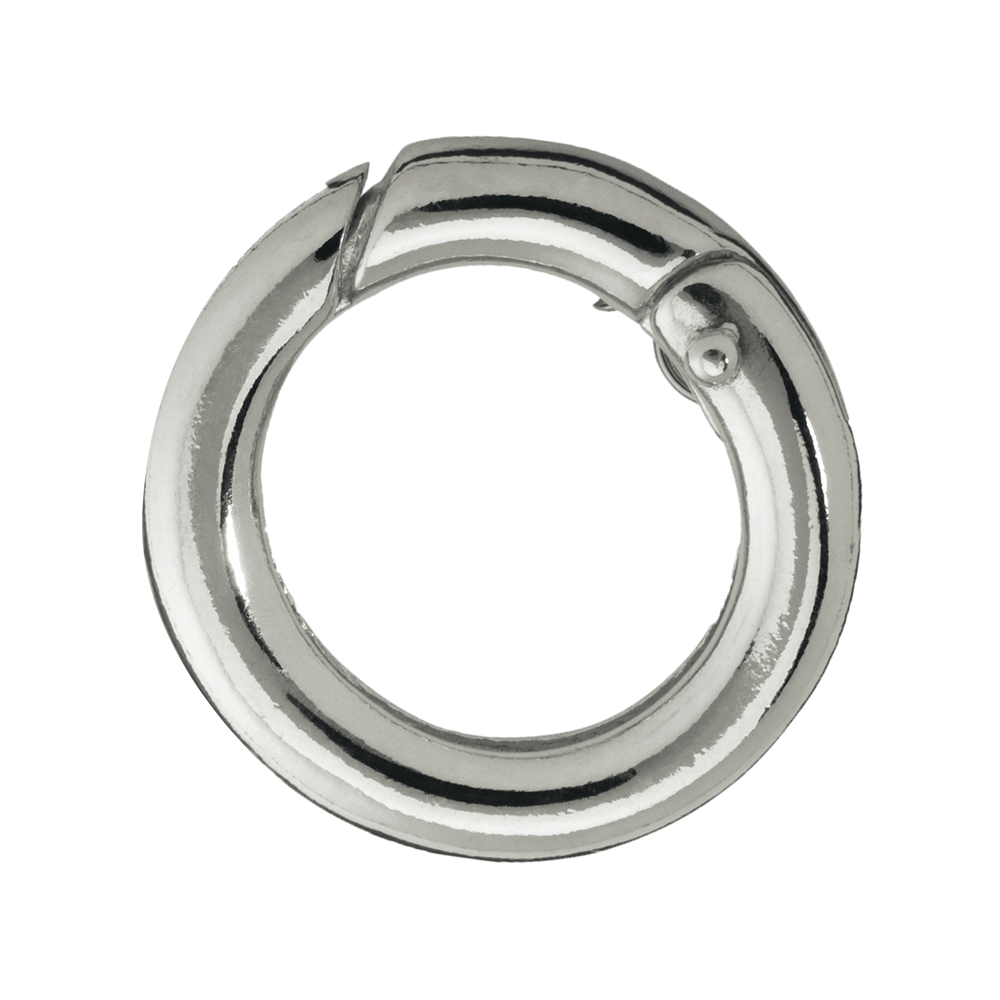 Ring clasp 15mm, silver, round bar (1pc/unit), premium