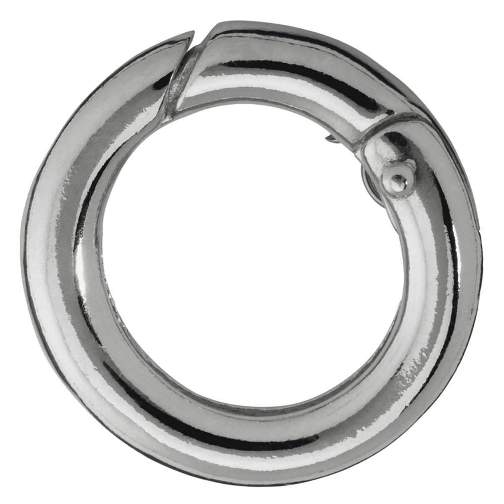 Ring clasp 20mm, silver, round bar (1pc/unit), premium