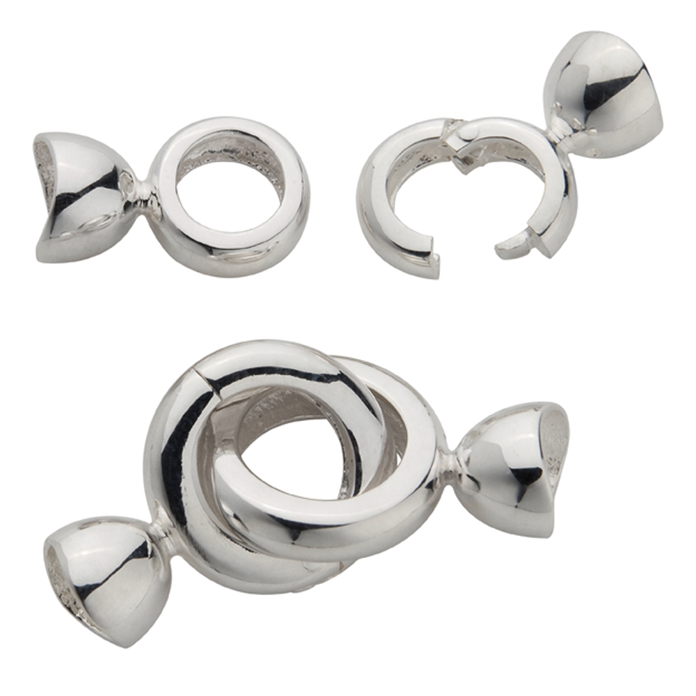 Hinge Closure with End Caps 15mm, Silver (1 pc./unit)