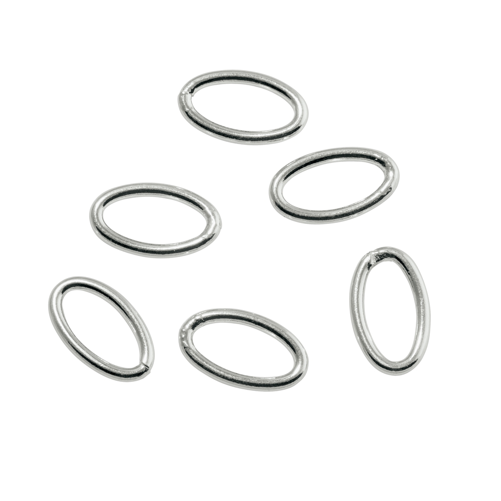 Closed jump ring oval 6 x 10mm, silver (20 pcs./VU)