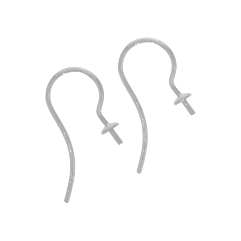 Ear Hook with Cap and Pin 20mm, Silver (6pcs/unit)