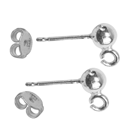 1905521031 Earstud with eyelet "Ball" 3mm, silver (6pcs/dl)  | Marco Schreier