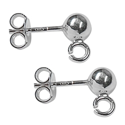 1905521051 Earstud with eyelet "Ball" 5mm, silver (6pcs/dl) | Marco Schreier