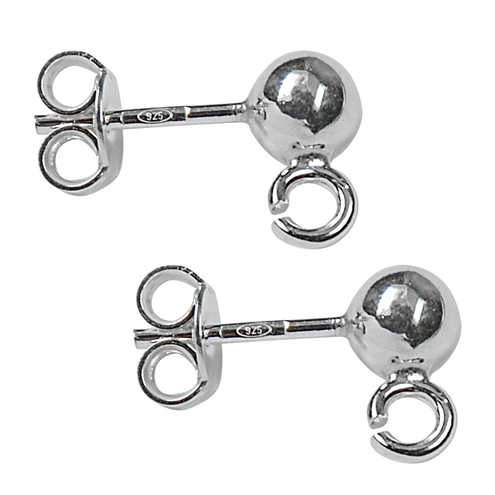 Earstud with eyelet "Ball" 5mm, silver (6pcs/dl)