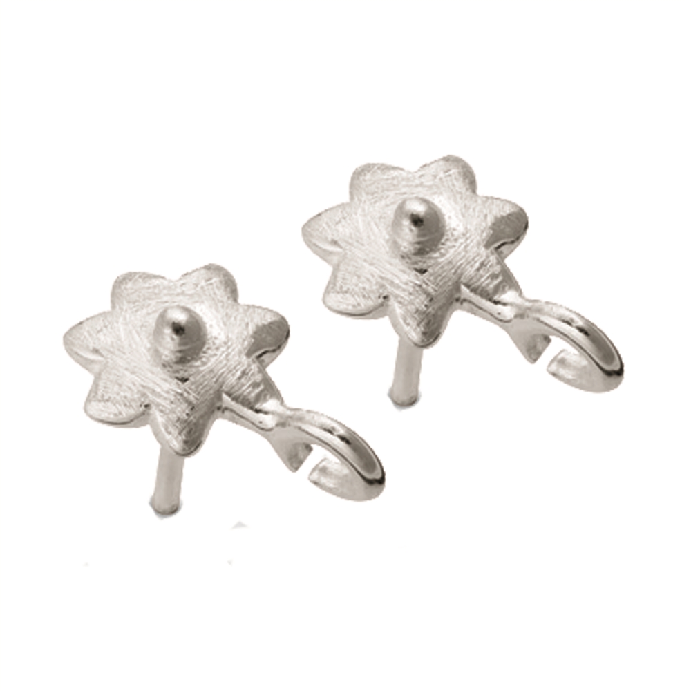 Clous d'oreilles avec anneaux "fleur" 7mm, argent mat (4 pcs/Unité)
