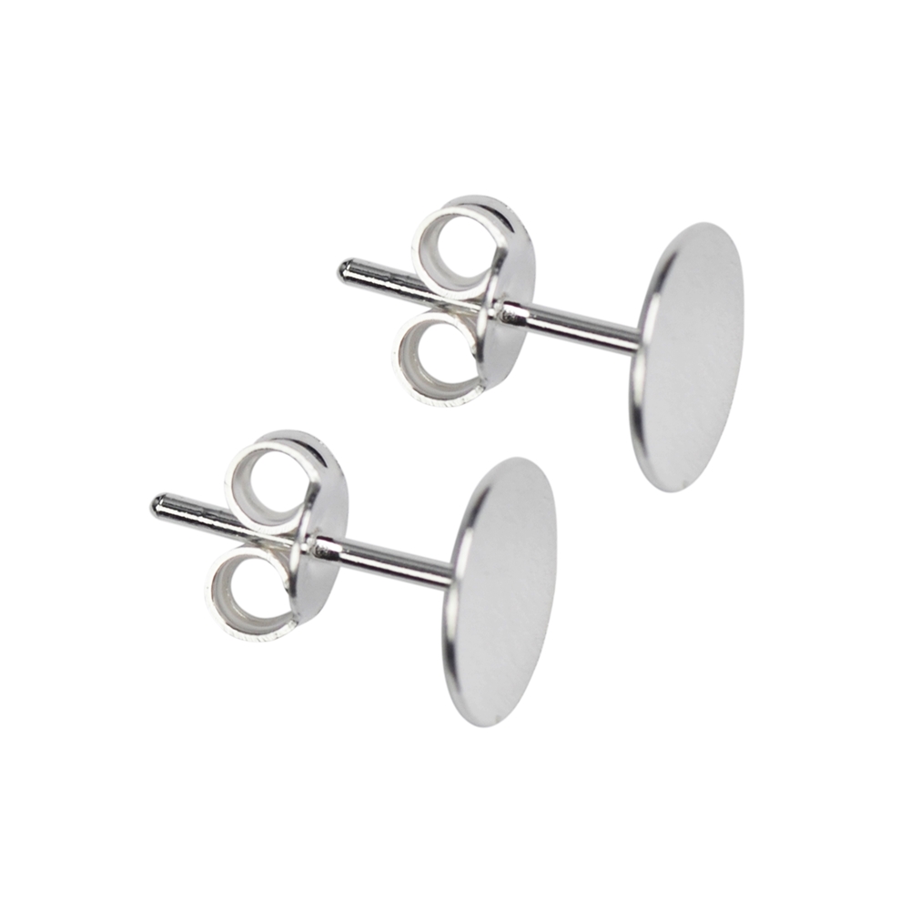 Earstuds with plate to glue on, silver (6pcs/unit)