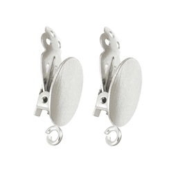 1905530041 Ear clip oval plate with loop 14mm, silver (2pcs/unit) | Marco Schreier