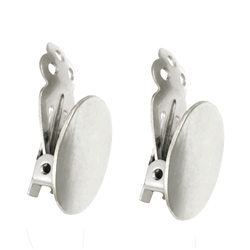 1905530051 Ear clip oval plate 14mm, silver (2pcs/unit) | wholesaler gems & healing stones