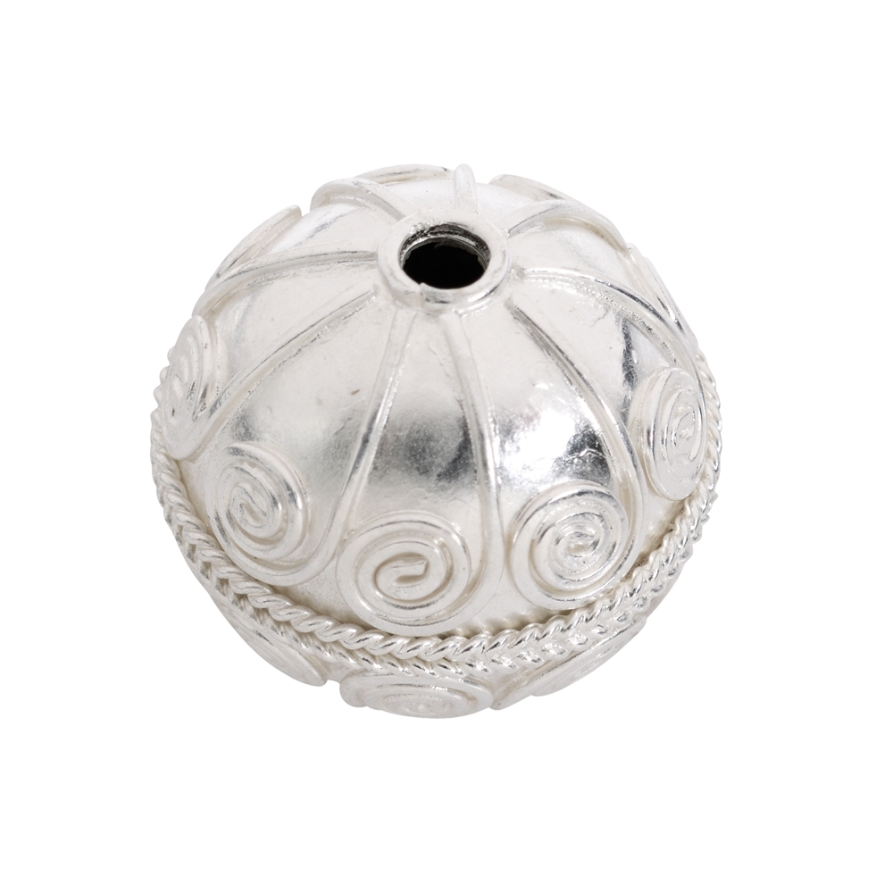 Ornamentperle Spiraldekor 14mm, Silber