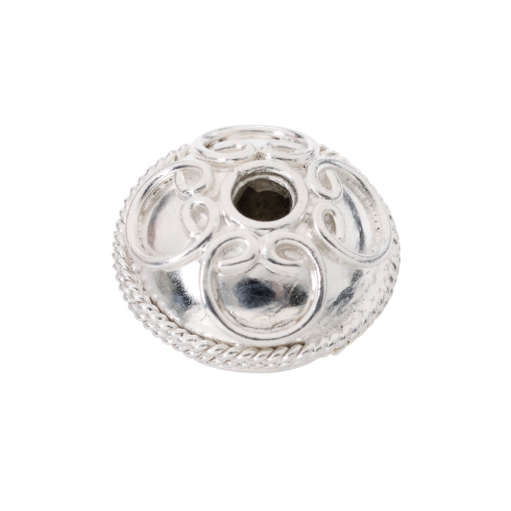 Perle d'ornement décorée de fleurs 12 x 08mm, argent (1 pc/unité)