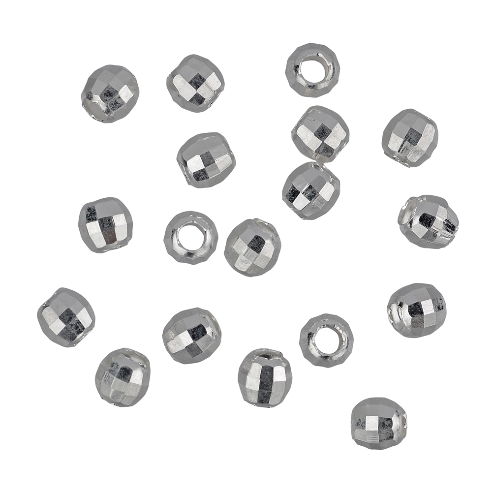 Ball 03,0mm, silver, faceted (65 pcs./unit)