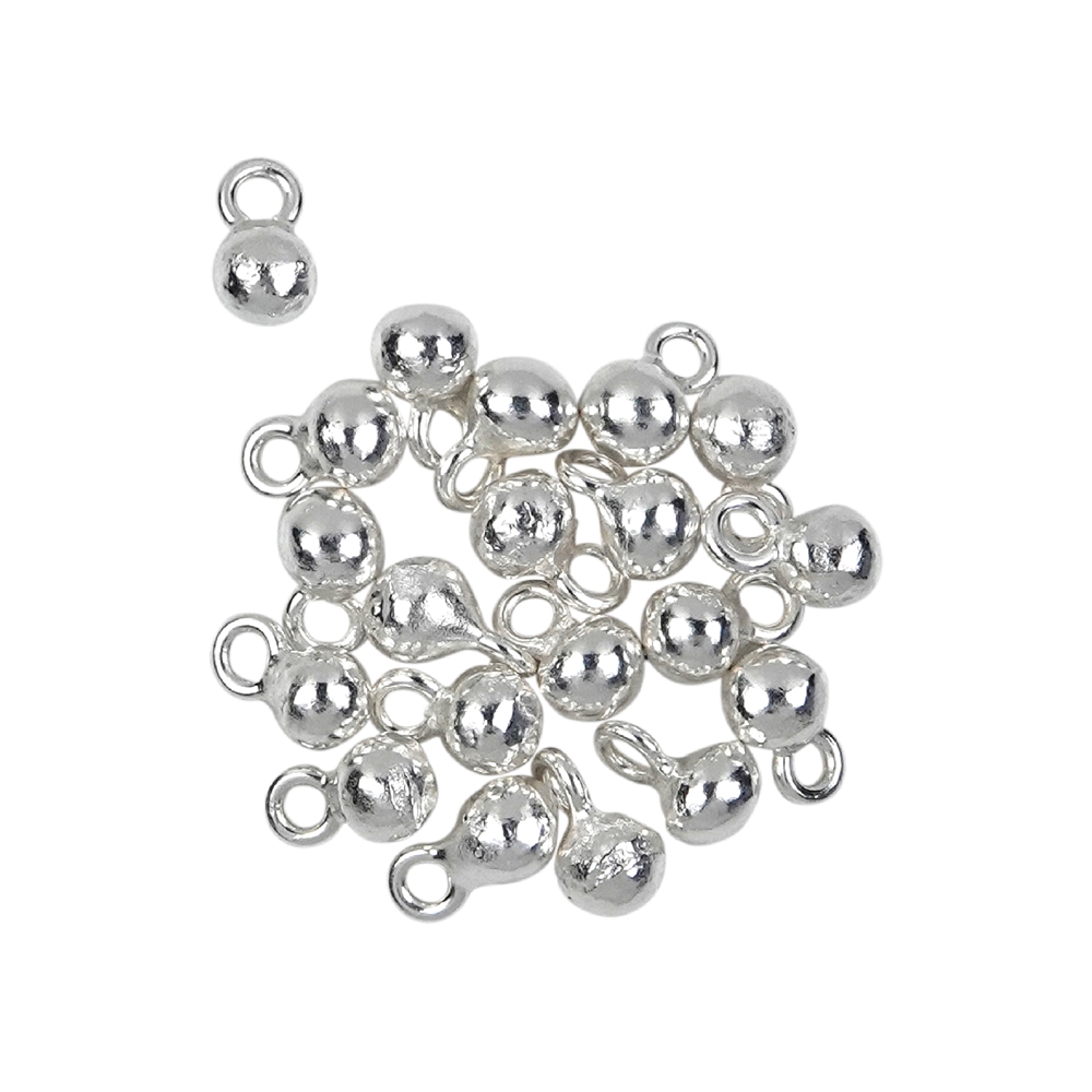 Ball with eyelet 4mm, silver