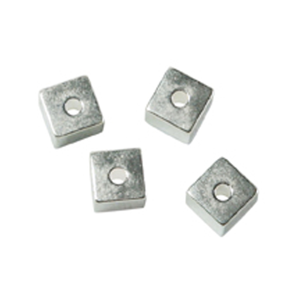 Dice drilled lengthwise 3mm, silver (10 pcs./VU)