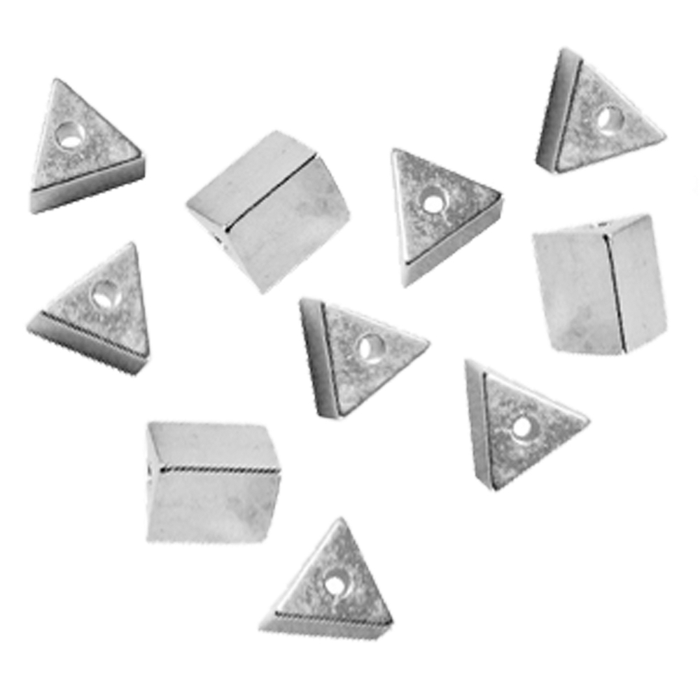 Triangle drilled lengthwise 4mm, silver (10 pcs./unit)