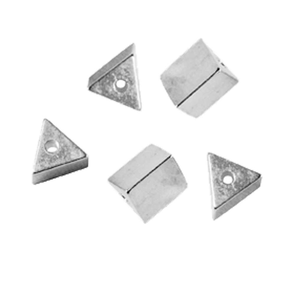 Triangle drilled lengthwise 5mm, silver (5 pcs./unit)