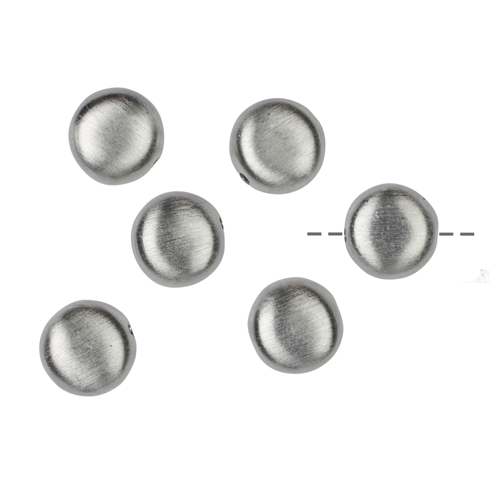 Button flat lengthwise drilled 8mm, silver matt (6 pcs./unit)