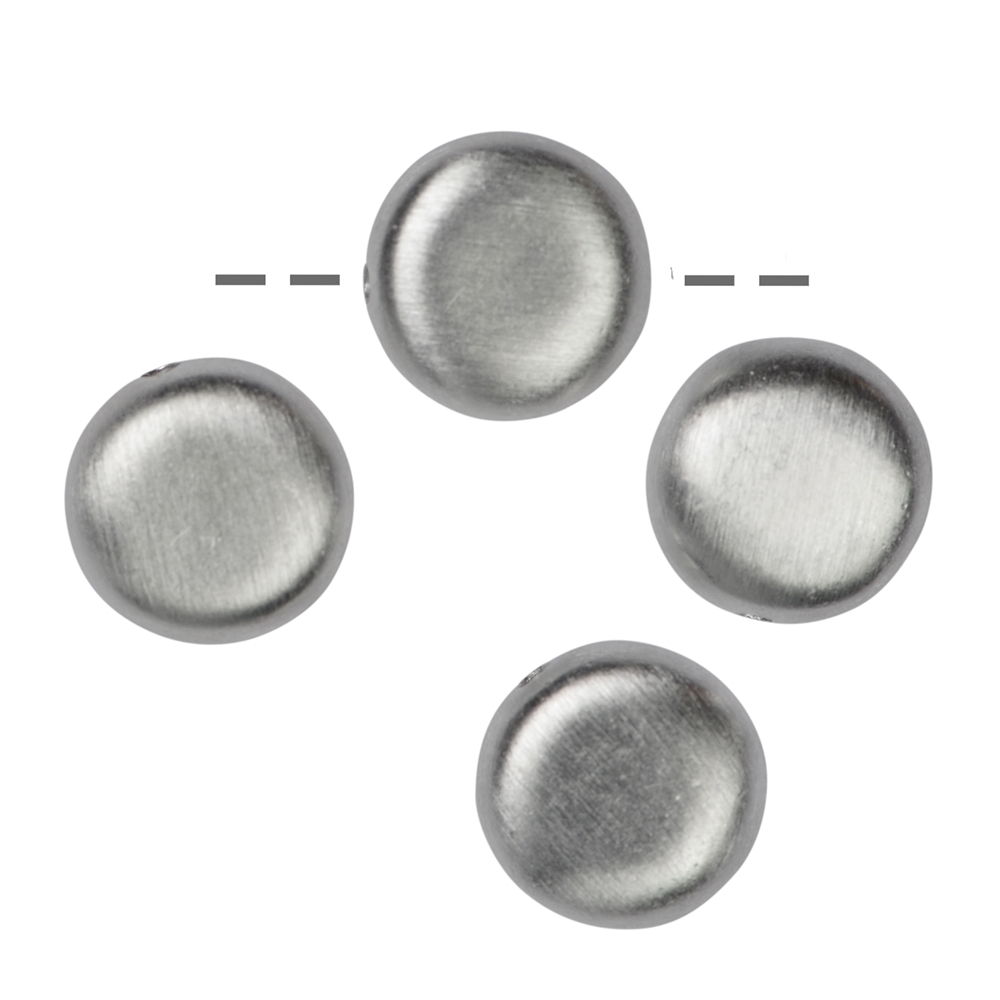 Button flat lengthwise drilled 10,5mm, silver matt (4 pcs./unit)