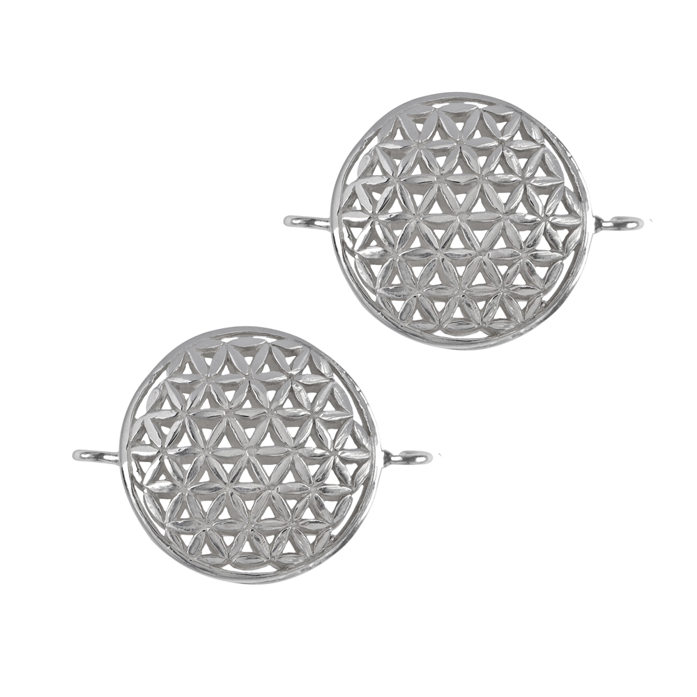 Flower of Life with eyelets 16mm, silver (2 pcs./VU)