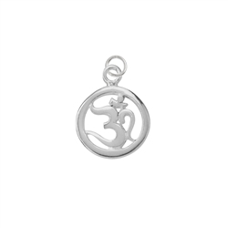 1905672041 Om symbol with eyelet 15mm, silver (1 pc./unit) | gems, healing stones & jewelry