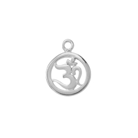 Om symbol with two eyelets 13mm, silver (1 pc./unit)