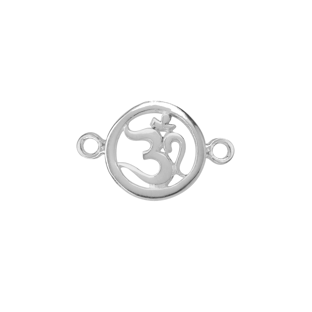 Symbole Om avec deux oeillets 13mm, argent (1 pc/unité)