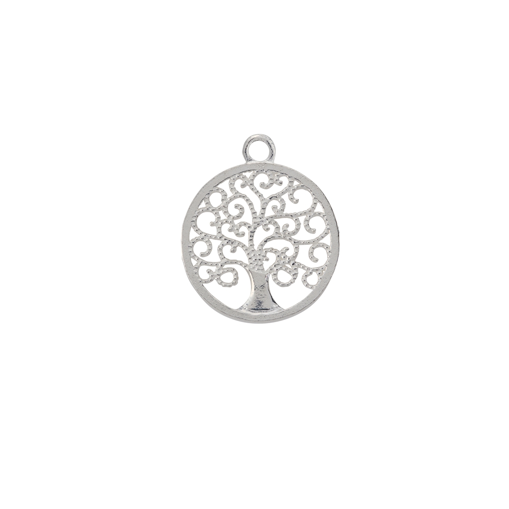 Tree of life with eyelet 15mm, silver (1 pc./unit)