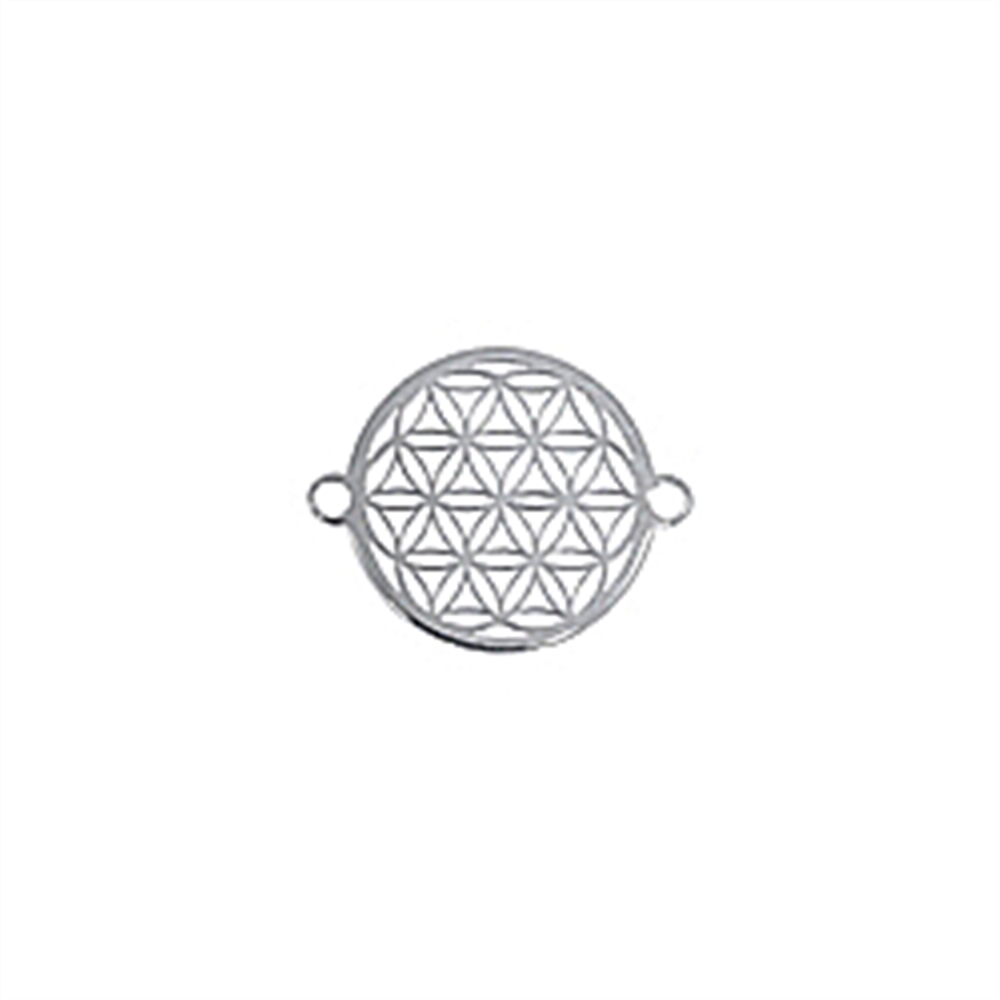 Flower of Life with eyelets 15mm, silver (3pcs/set)