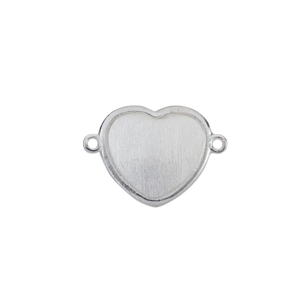 Disc heart 12mm with eyelets, silver matt (2 pcs./VU)