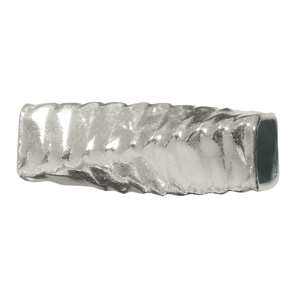 Tubes square hammered turned 05 x 08mm, silver (18pcs/dl)
