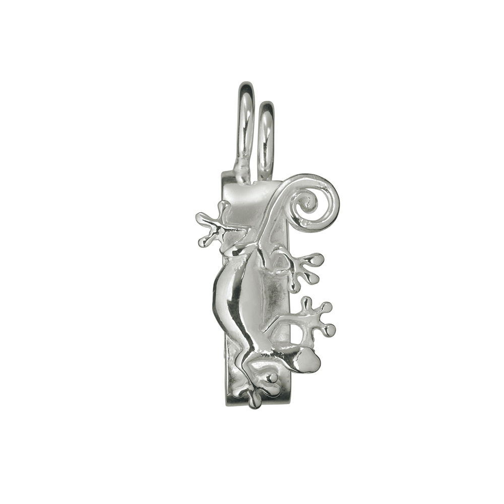 Hinge clip "Gecko" silver, for 30mm donut