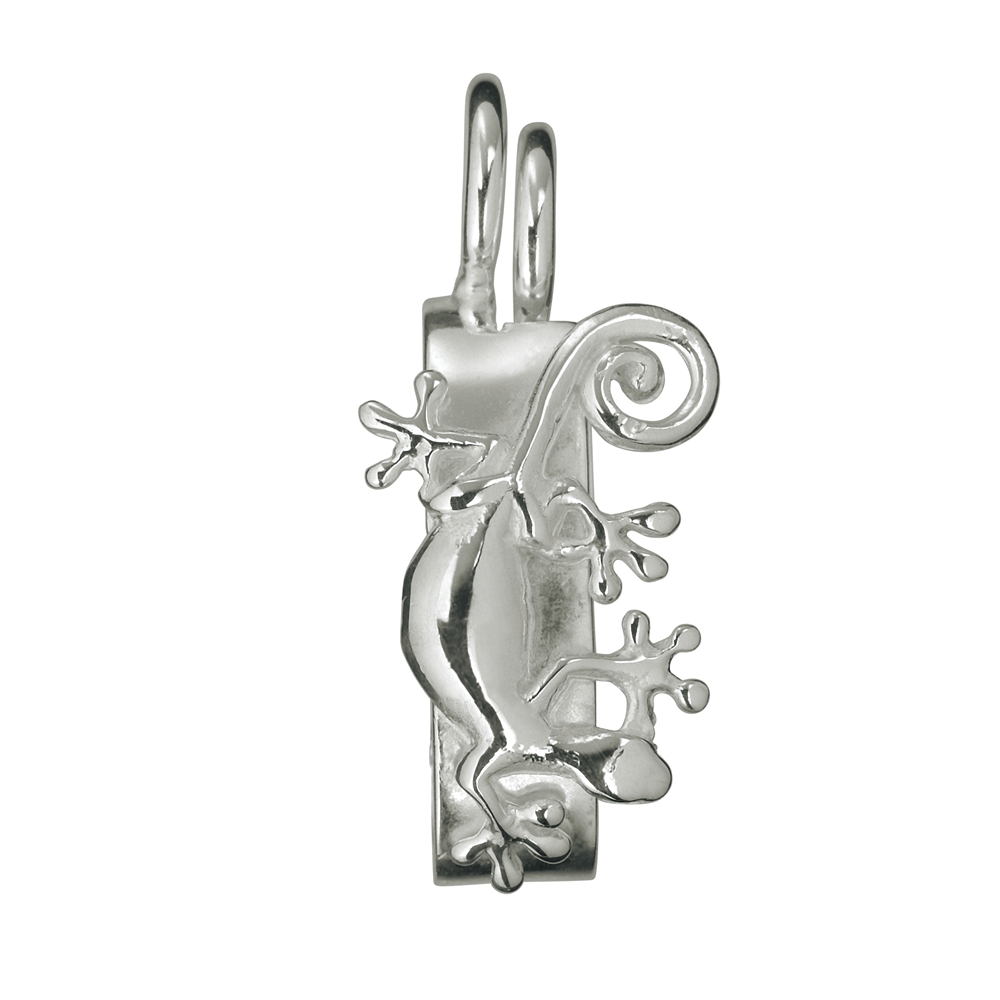 Clip a cerniera "Gecko" argento, per ciambella da 40 mm