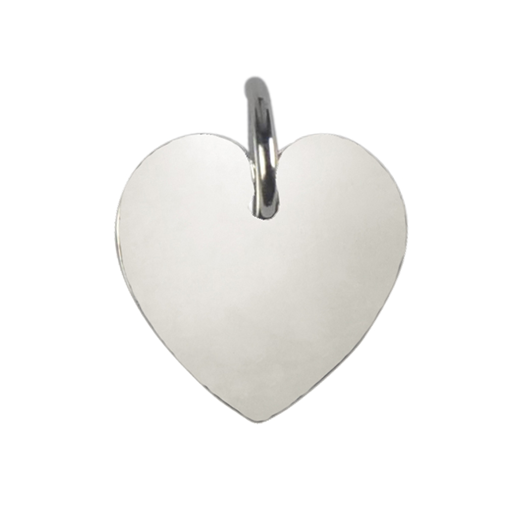 Stamp plate "Heart" with eyelet 10mm, silver (3pcs/unit)