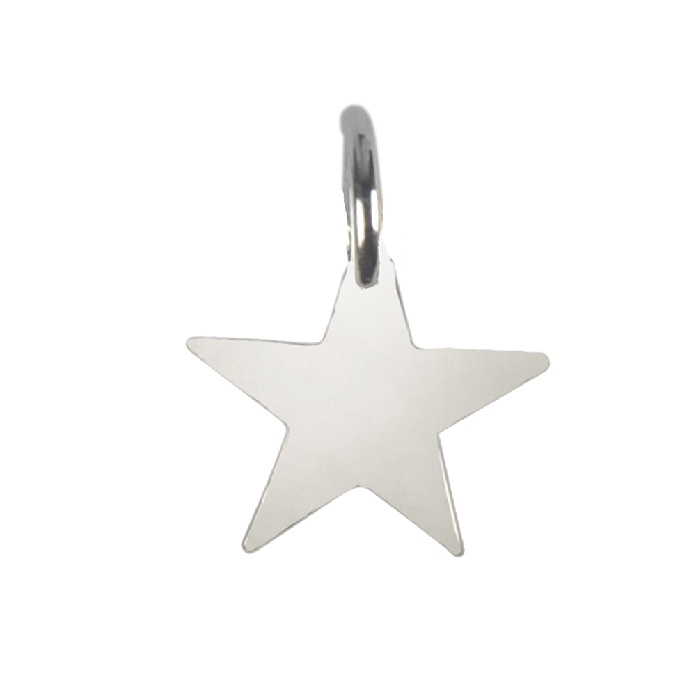 Stamp plate "Star" with eyelet 9mm, silver (3pcs/unit)