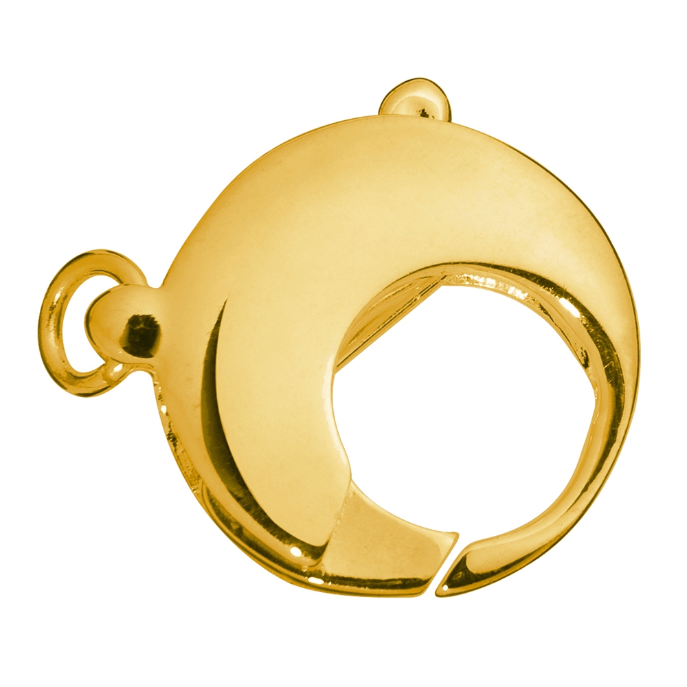 Mousqueton design "rond" 14mm, argent doré (1 pcs/unité)