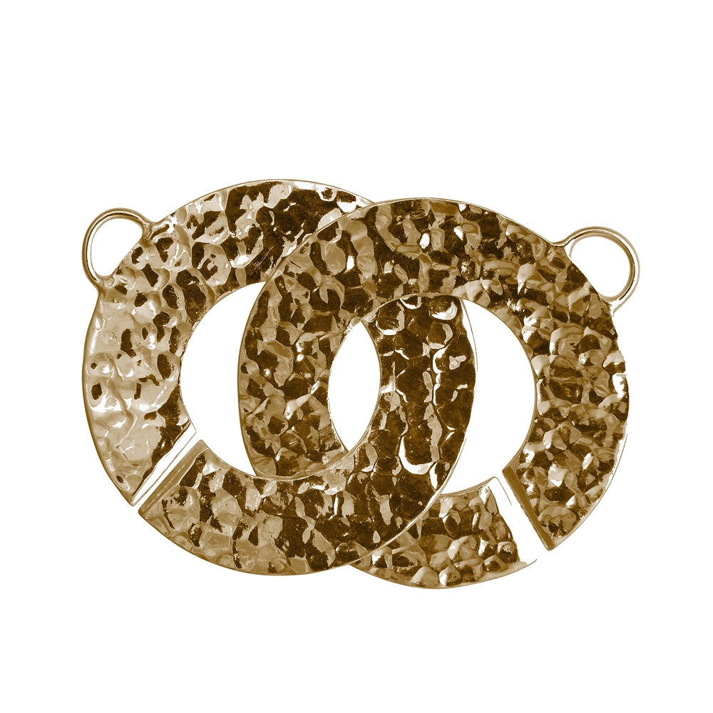 Ring-Ring-Verschluß rund 30mm, Silber gehämmert vergoldet (1 St./VE)