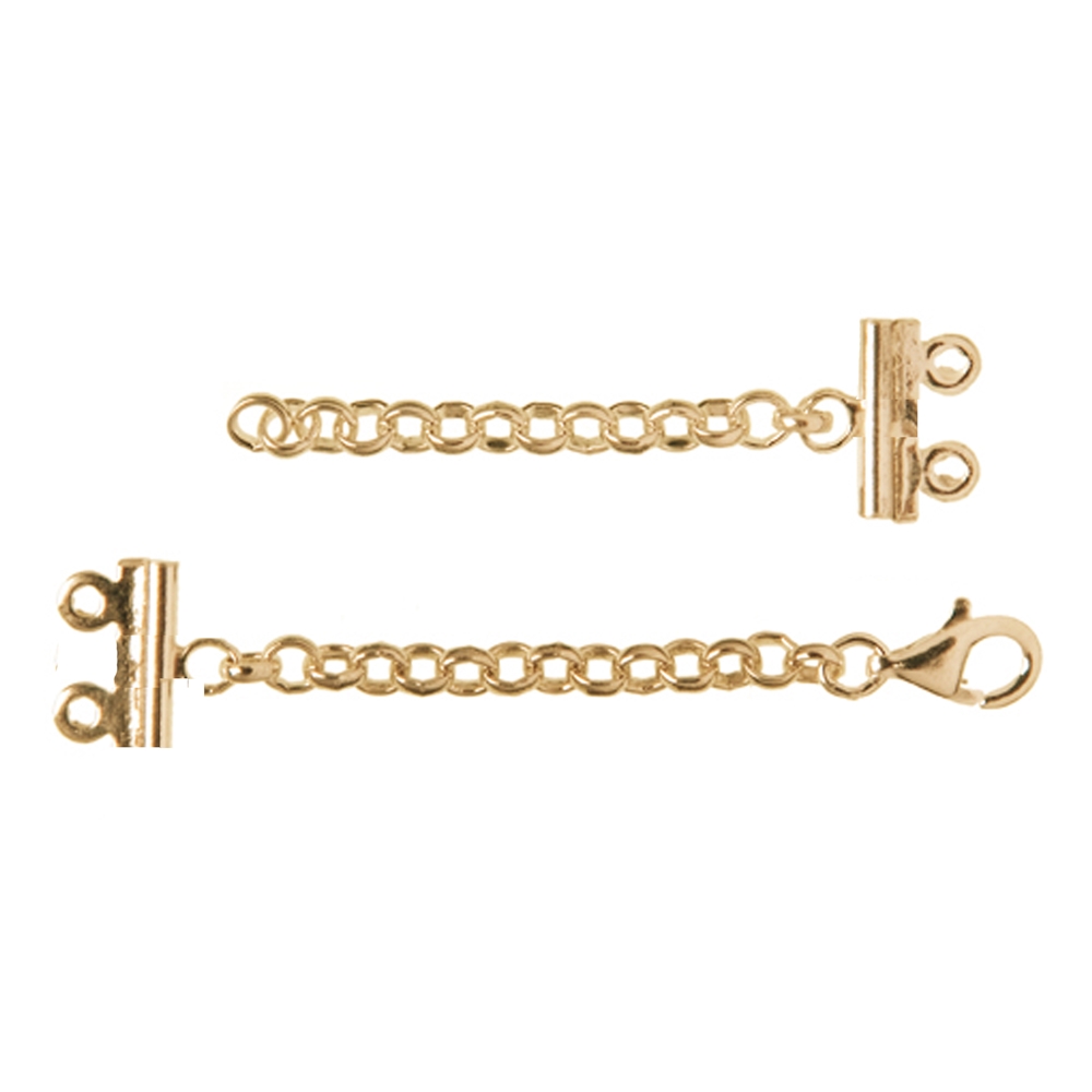 Bracelet clasp, 2-row, gold-plated silver (1 unit)