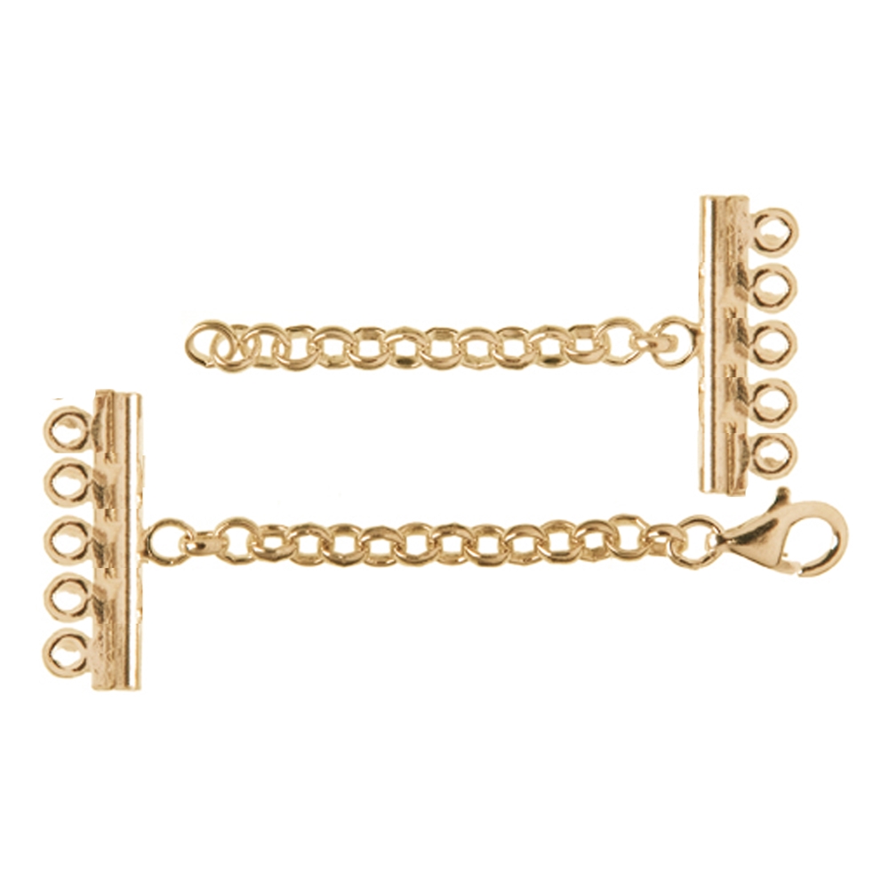 Fermoirs pour bracelets 5 rangs, argent doré (1 pcs/unité)