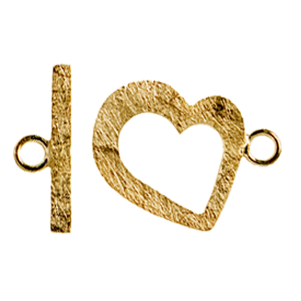 Toggle clasp "Heart" 17mm, gold-plated silver (1 pc./VE)
