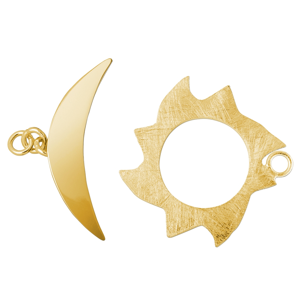 Toggle clasp "Flamed sun" 30mm, silver gold-plated matt (1 pc./VE)