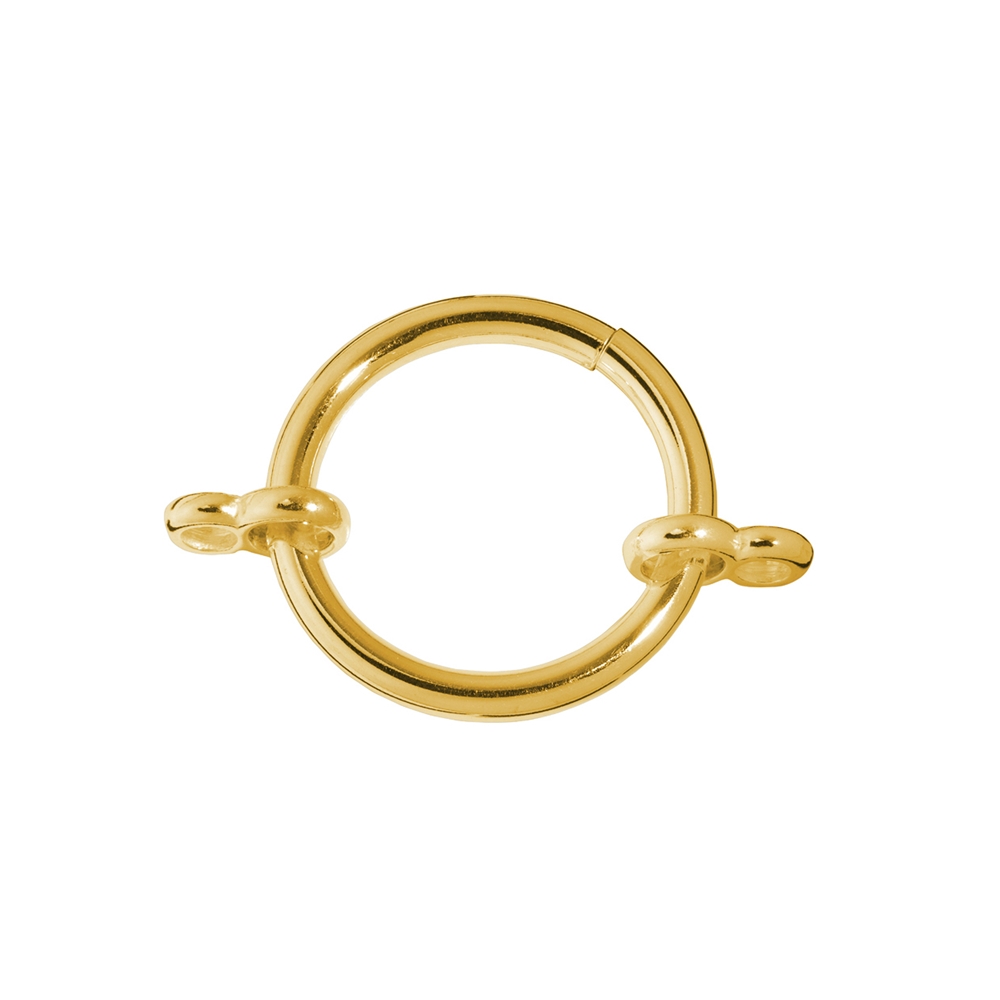 Clamp ring with two double eyelets, silver gold plated, 22mm (1 pc./unit)