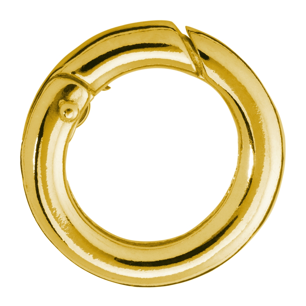 Ring clasp 17mm, silver gold plated, round bar (1pc / pack)