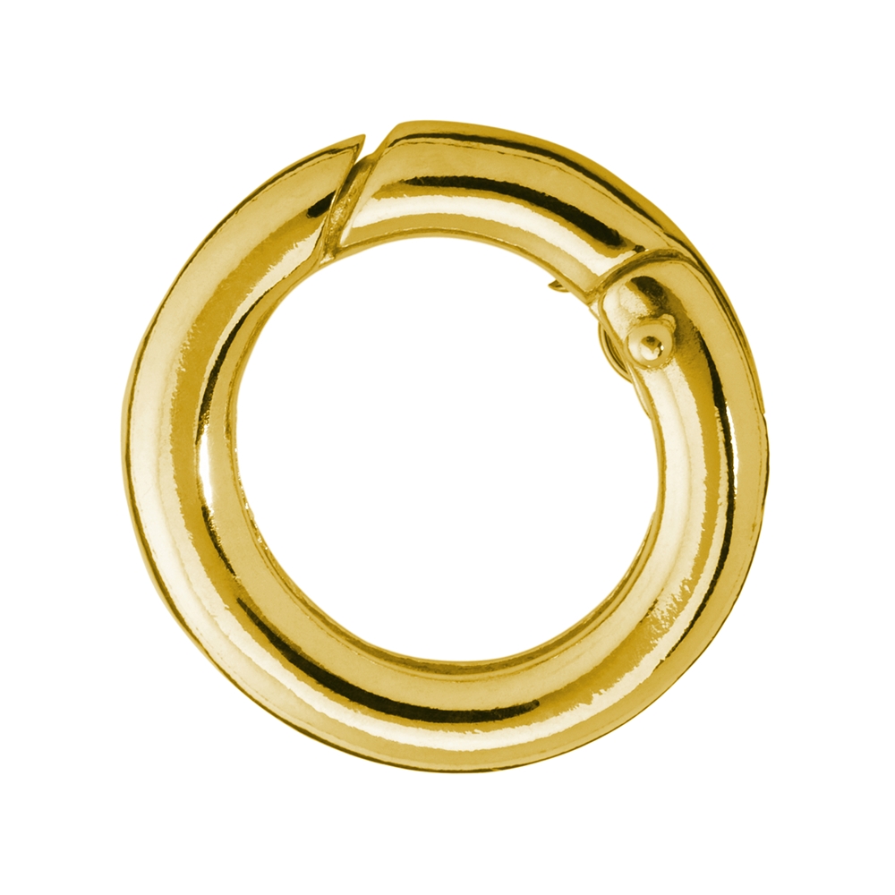 Fermoir anneau 15mm, argent doré, rail rond (1 pcs/unité), Premium
