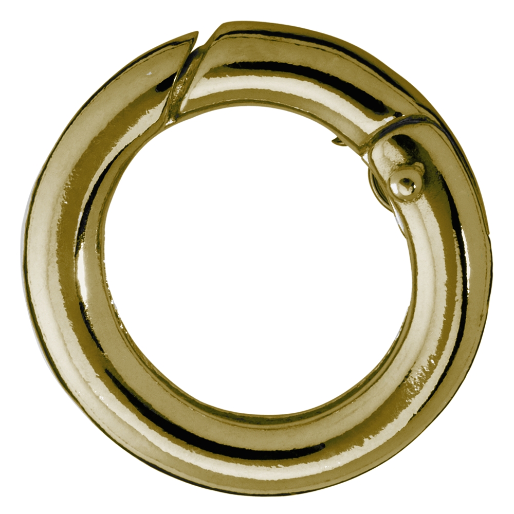 Ring clasp 20mm, silver gold plated, round bar (1pcs/unit), premium