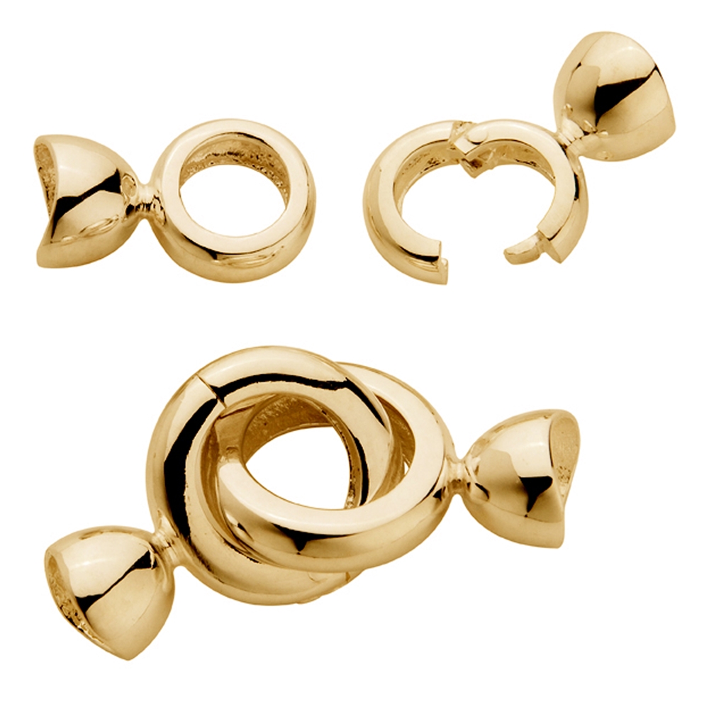 Hinge Closure with End Caps 15mm, Silver Gold Plated (1 pc./unit)
