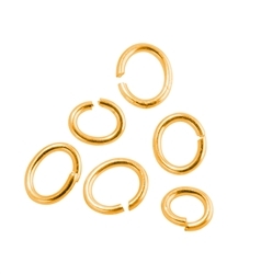 1909313201 Open jump rings oval 04 x 06mm, silver gold plated (50 pcs./unit) | Marco Schreier