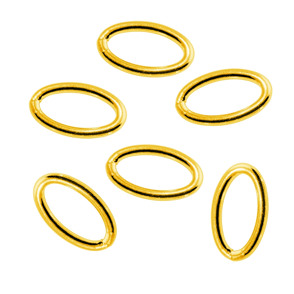 Closed jump ring oval 04 x 06mm, silver gold plated (70 pcs./unit)